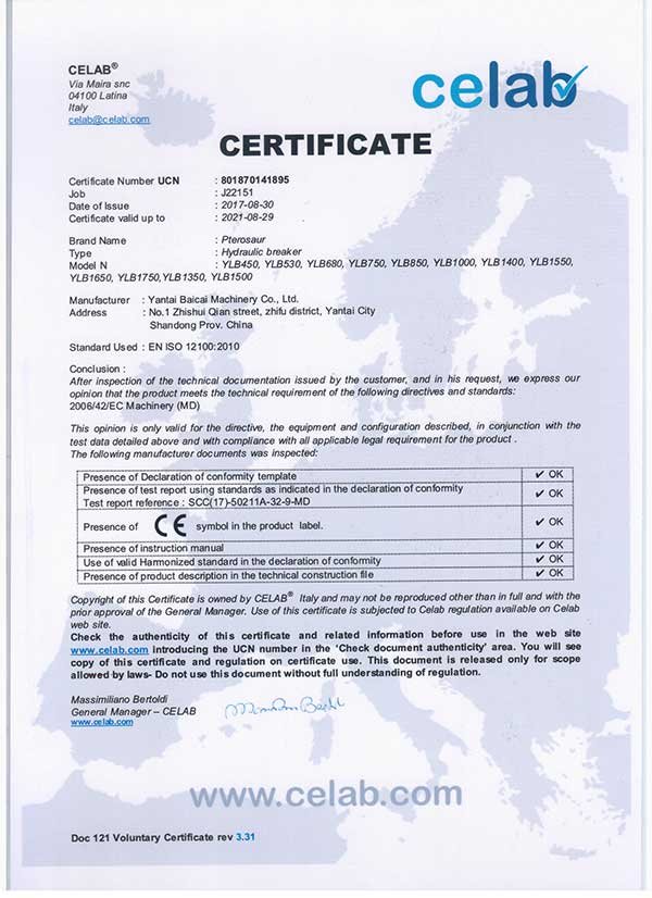 CE certification certificate